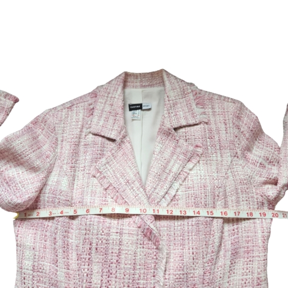 Cartise vintage pink & white fringed jacket blazer single button closure 8 - Picture 15 of 16